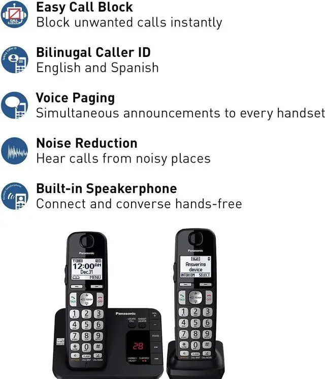 Alt view image 3 of 13 - PANASONIC CONSUMER KX-TGE432B 2HS Cordless Phone