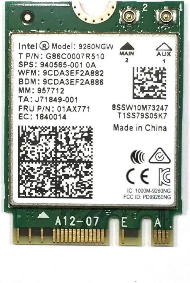 Alt view image 6 of 7 - Intel 9260NGW IEEE 802.11ac Bluetooth 5.0 Wi-Fi/Bluetooth Combo Adapter 9260NGWG