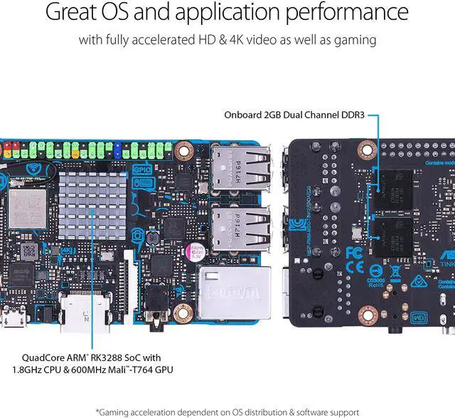 Alt view image 14 of 20 - ASUS Tinker Board S Quad-Core 1.8GHz SoC 2GB RAM 16GB eMMC Storage GB LAN Wi-Fi & GPIO Connectivity Motherboard