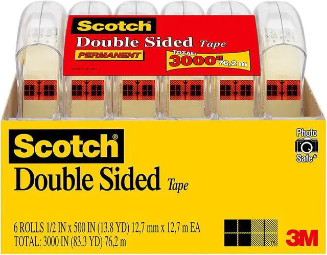Alt view image 2 of 7 - Scotch Double Sided Tape, 1/2" x 500", 6pk.