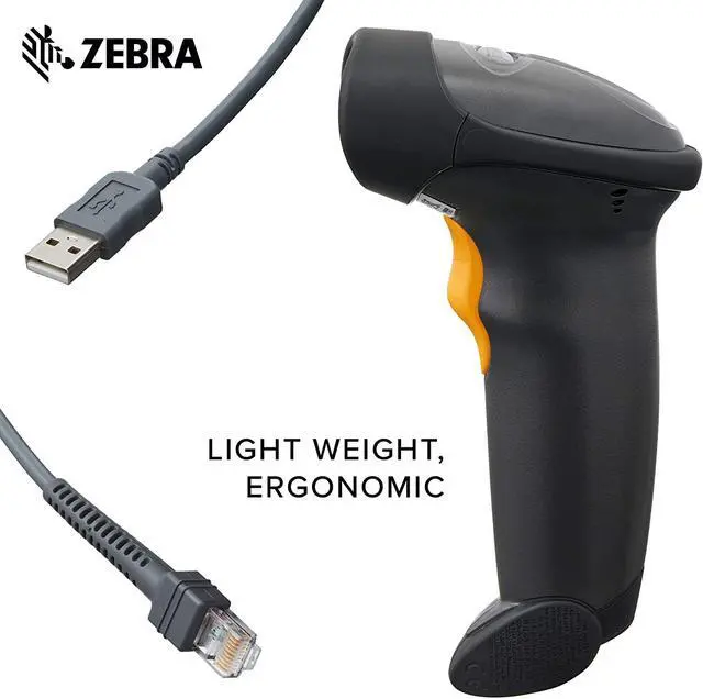 Alt view image 5 of 11 - Zebra LS2208 Series Corded Handheld Standard Range Laser Scanner Kit with Gooseneck Stand and Cable Twilight Black LS2208-SR20007R-NA