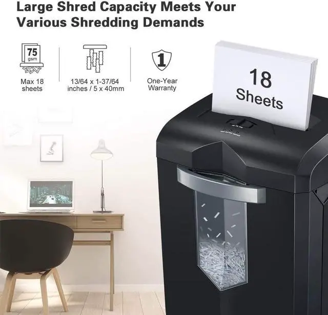 Alt view image 16 of 20 - Bonsaii EverShred C149-C 18-Sheet Cross-cut Paper/CD/Credit Card Shredder, 60 Mintues Running Time, Overload and Thermal Protection, Draw-out 6 Gallon Wastebasket Capacity, with 4 Casters