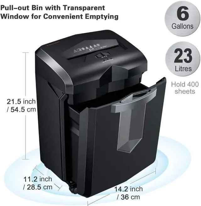 Alt view image 15 of 20 - Bonsaii EverShred C149-C 18-Sheet Cross-cut Paper/CD/Credit Card Shredder, 60 Mintues Running Time, Overload and Thermal Protection, Draw-out 6 Gallon Wastebasket Capacity, with 4 Casters