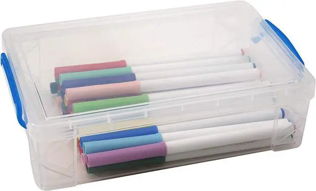 Alt view image 3 of 14 - Advantus 37539 Super Stacker Large Pencil Box, 9 X 5 1/2 X 2 5/8, Clear