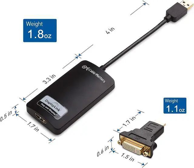 Alt view image 3 of 7 - SuperSpeed USB 3.0 to HDMI Adapter (USB to HDMI Adapter) for Windows up to 1440p in Black