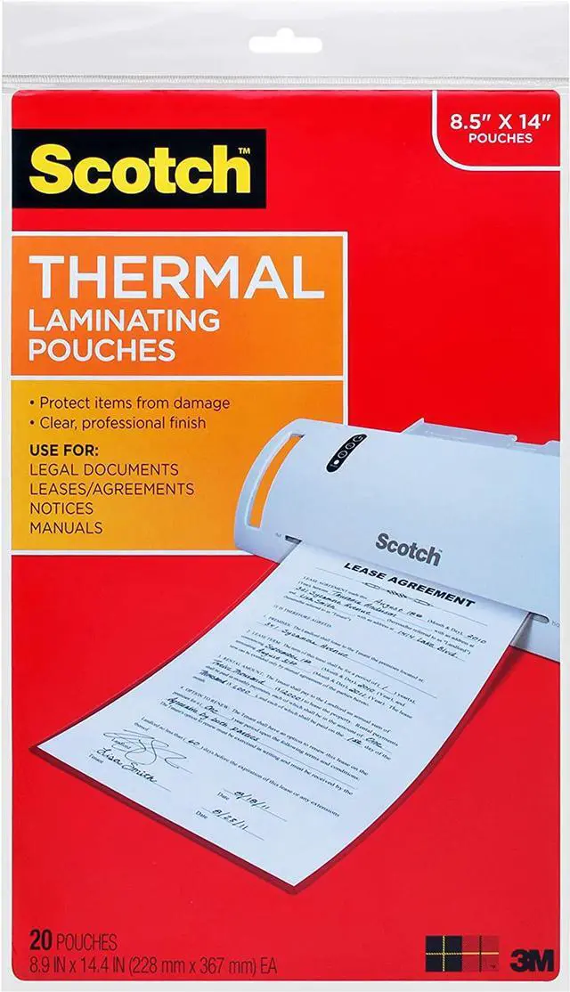 Alt view image 4 of 7 - Scotch Thermal Laminating Pouches, Clear, 8.5" x 14" (Legal Size), 20/Pack