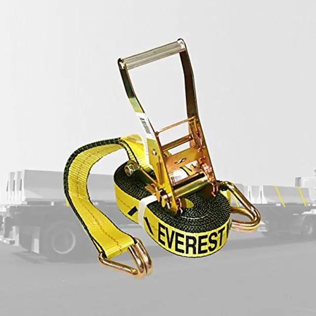 Main image of Everest Premium Ratchet Tie Down – 1 PK – 2 IN – 27 FT – 3333 LBS Working Load – 10000 LBS Break Strength – Double J Hook – Cargo Straps Perfect for Moving Appliances, Lawn Equipment and
