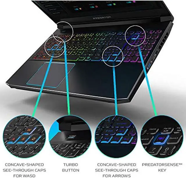 Alt view image 12 of 20 - Acer Predator Helios 300 Gaming Laptop, Intel i7-10750H, NVIDIA GeForce RTX 2060 6GB, 15.6" Full HD 144Hz 3ms IPS Display, 16GB Dual-Channel DDR4, 512GB NVMe SSD, WiFi 6, RGB Keyboard, PH315-53-72XD