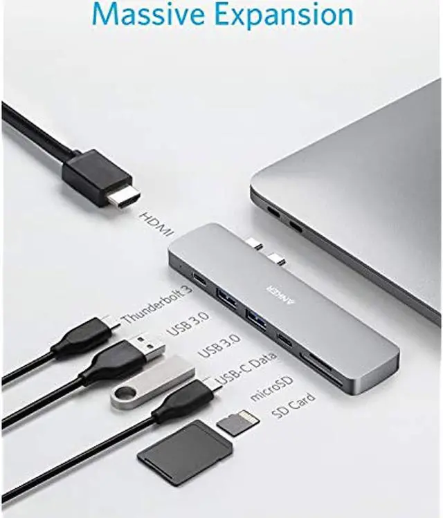 Alt view image 10 of 17 - Anker USB C Hub for MacBook, PowerExpand Direct 7-in-2 USB C Adapter, with Thunderbolt 3 USB C Port (100W Power Delivery), 4K HDMI Port, USB C and USB A 3.0 Data Ports, SD and microSD Card Reader