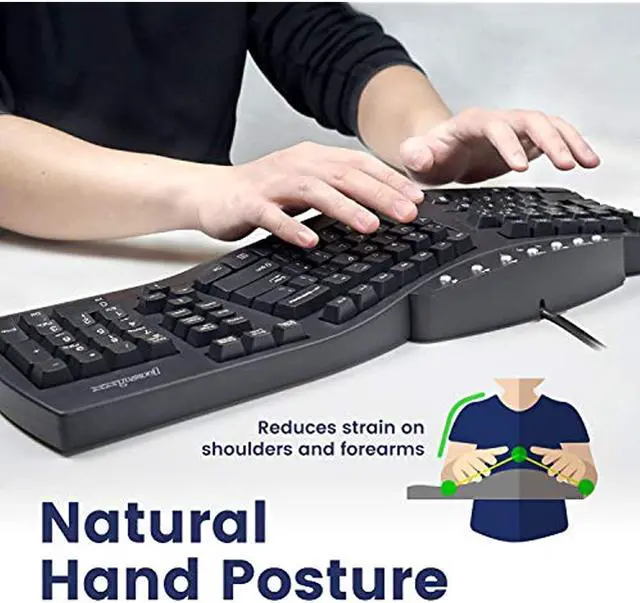 Alt view image 10 of 14 - Perixx PERIBOARD-512 Ergonomic Split Keyboard - Natural Ergonomic Design - Black - Bulky Size 19.09"x9.29"x1.73"