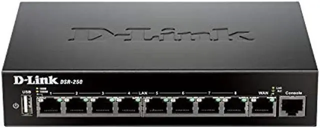 Alt view image 8 of 20 - D-LINK SYSTEMS DSR-250 WIRED SSL VPN ROUTER, 8 GIGABIT PORTS,  1 WAN. LIMITED LIFETIME WARRANTY.