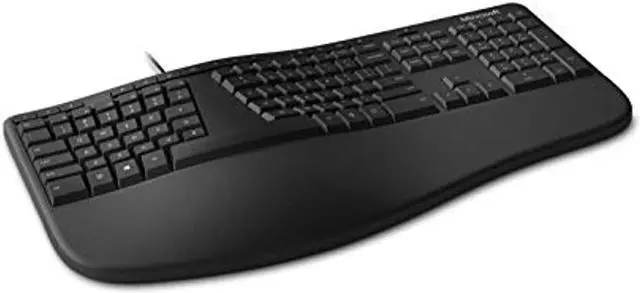 Alt view image 4 of 20 - Microsoft Ergonomic Desktop - Black - Wired, Comfortable, Ergonomic Keyboard and Mouse Combo, with Cushioned Wrist and Palm Support. Split Keyboard. Dedicated Office Key.