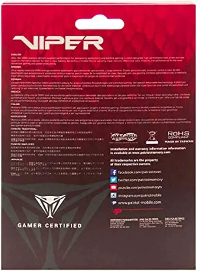 Alt view image 14 of 20 - Patriot Viper 4 32GB (2 x 16GB) DDR4 3200 (PC4 25600) Desktop Memory Model PV432G320C6K