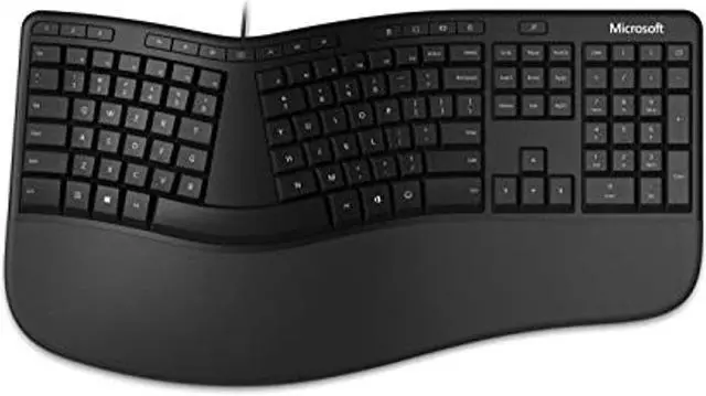 Alt view image 2 of 20 - Microsoft Ergonomic Desktop - Black - Wired, Comfortable, Ergonomic Keyboard and Mouse Combo, with Cushioned Wrist and Palm Support. Split Keyboard. Dedicated Office Key.