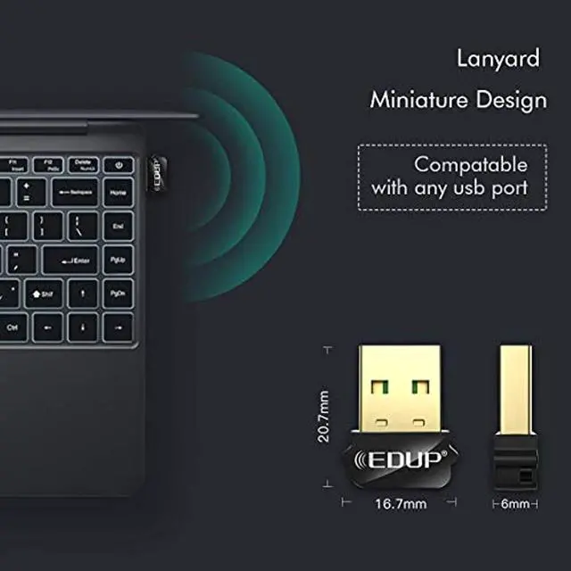 Alt view image 10 of 13 - Mini USB WiFi Adapter 650Mbps Wireless Network Adapter for Desktop PC Laptop MacBook, WiFi Dongle Nano Size Portable Lanyard Design Compatible with Windows 10/7/8/8.1/XP/Vista Mac OS X 10.6-10.15.3