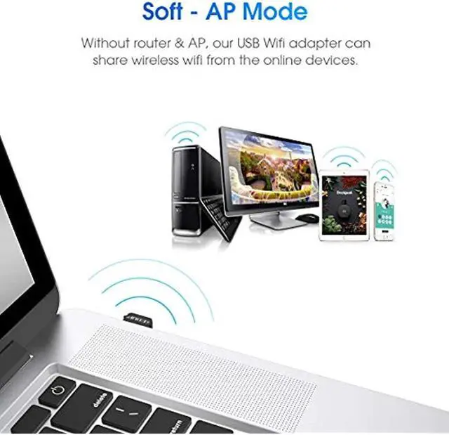 Alt view image 12 of 13 - Mini USB WiFi Adapter 650Mbps Wireless Network Adapter for Desktop PC Laptop MacBook, WiFi Dongle Nano Size Portable Lanyard Design Compatible with Windows 10/7/8/8.1/XP/Vista Mac OS X 10.6-10.15.3