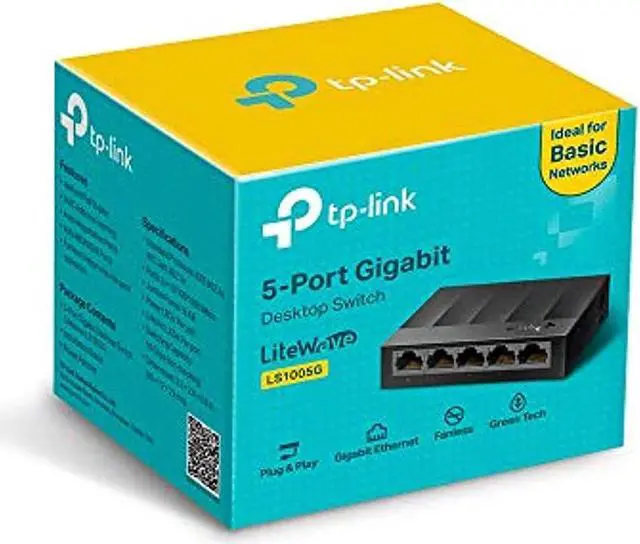 Alt view image 11 of 20 - TP-Link Litewave 5 Port Gigabit Ethernet Switch | Desktop Ethernet Splitter | Plastic Case | Unshielded Network Switch | Plug & Play | Fanless Quiet | Unmanaged (LS1005G)