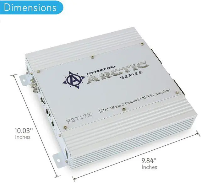 Alt view image 5 of 10 - Pyramid Car Audio PB717X Arctic Series 2-Channel Bridgeable Class AB Amp (1,000 Watts)