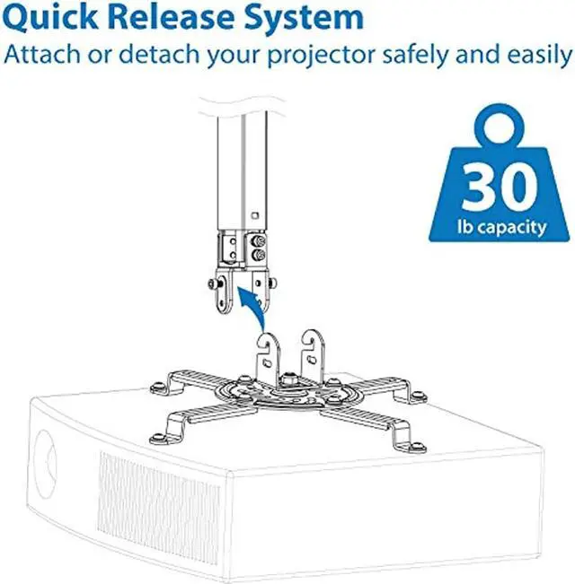 Alt view image 11 of 19 - Mount-It! Ceiling Projector Mount Height Adjustable Universal Stand MI-606B