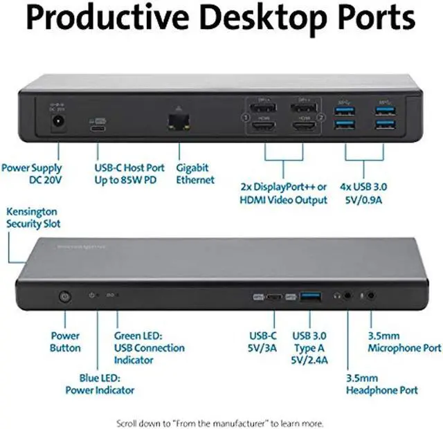 Alt view image 7 of 20 - Kensington Sd4750p Docking Station
