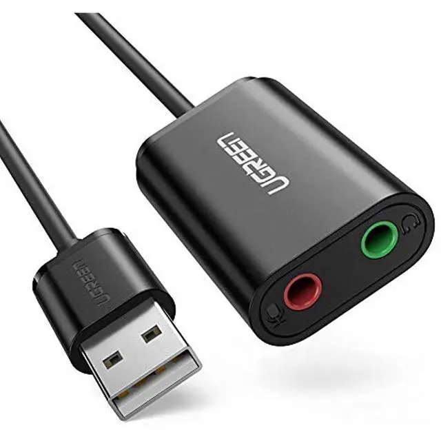 Alt view image 8 of 14 - UGREEN USB Audio Adapter External Stereo Sound Card with 3.5mm Headphone and Microphone Jack for Windows, Mac, Linux, PC, Laptops, Desktops, PS4 (Black)