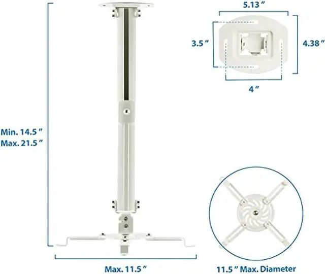Alt view image 9 of 19 - Mount-It! Ceiling Projector Mount Height Adjustable Universal Stand MI-606B