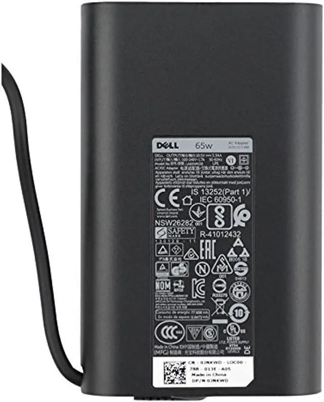 Alt view image 5 of 12 - Dell 6TFFF 65-Watt 3-Prong AC Adapter With 6ft Power Cord