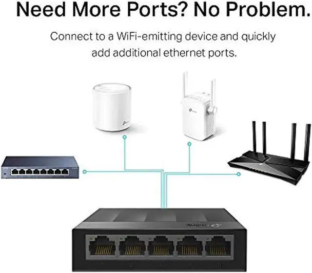 Alt view image 9 of 20 - TP-Link Litewave 5 Port Gigabit Ethernet Switch | Desktop Ethernet Splitter | Plastic Case | Unshielded Network Switch | Plug & Play | Fanless Quiet | Unmanaged (LS1005G)