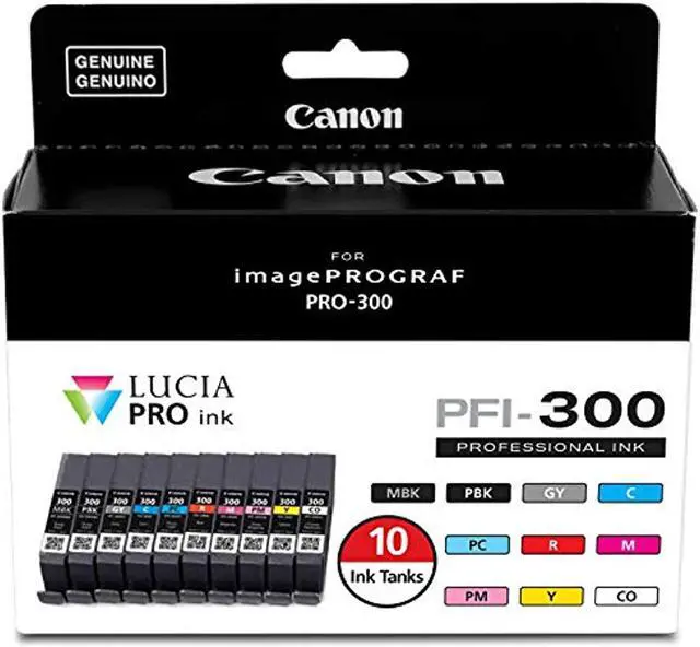 Main image of Canon PFI-300 Lucia PRO Ink, 10 Ink Tanks, Compatible to imagePROGRAF PRO-300 Printer, Multi, Standard (4192C007)