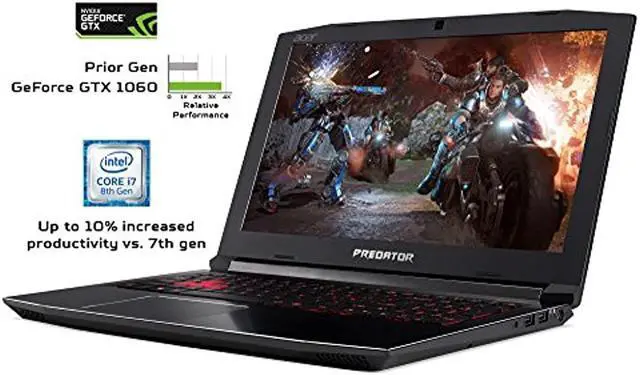 Alt view image 10 of 16 - Acer Predator Helios 300 Gaming Laptop, 15.6" Full HD IPS Display w/ 144Hz Refresh Rate, Intel 6-Core i7-8750H, GeForce GTX 1060 6GB Overclockable Notebook, 16GB DDR4, 256GB NVMe SSD, PH315-51-78NP