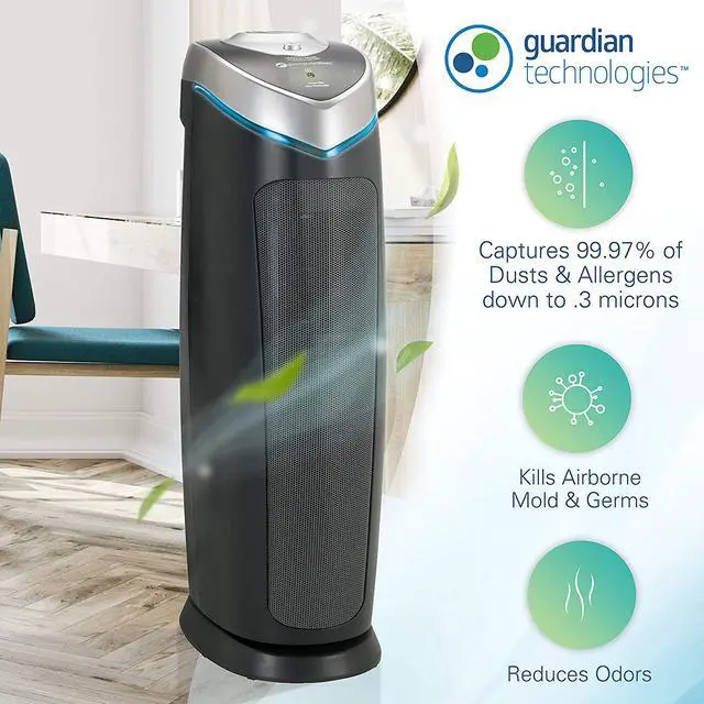 Alt view image 8 of 16 - GermGuardian 3-in-1 Digital Air Cleaning System with Pet Pure Filter, 28-Inch Tower