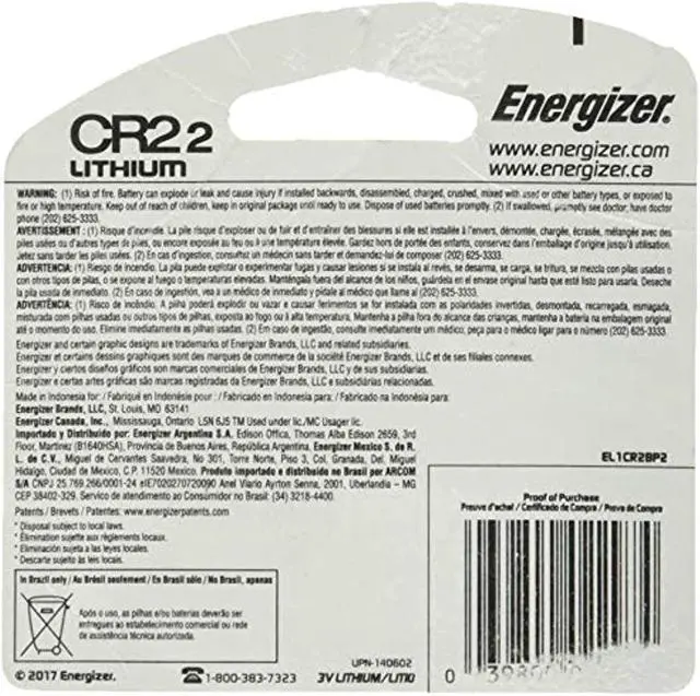 Alt view image 11 of 20 - Energizer 3V Photo Battery EL1CR2BP Unit: EACH