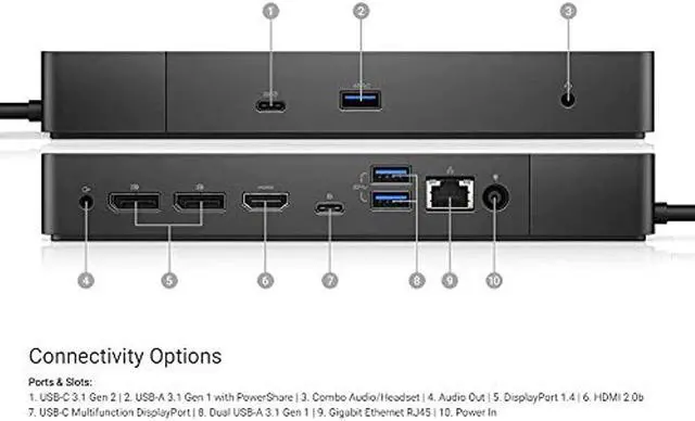 Alt view image 10 of 20 - Dell Performance Dock WD19DC Docking Station with 240W Power Adapter (Provides 210W Power Delivery; 90W to Non-Dell Systems)