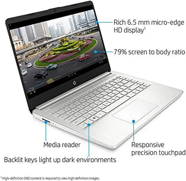 Alt view image 2 of 7 - HP 14-inch Laptop, Intel Core i3-1005G1, 4 GB RAM, 128 GB SSD Storage, Windows 10 Home in S Mode (14-dq1020nr, Natural Silver)