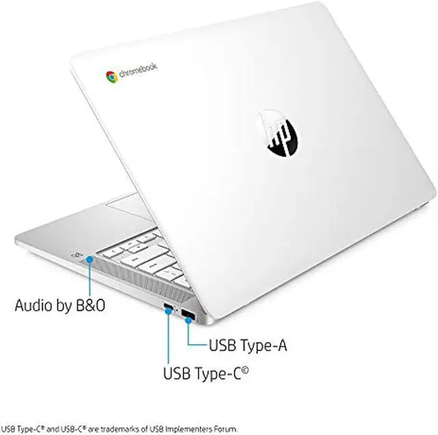 Alt view image 3 of 14 - HP Chromebook 14-Inch HD Laptop, Intel Celeron N4000, 4 GB RAM, 32 GB eMMC, Chrome (14a-na0020nr, Ceramic White)