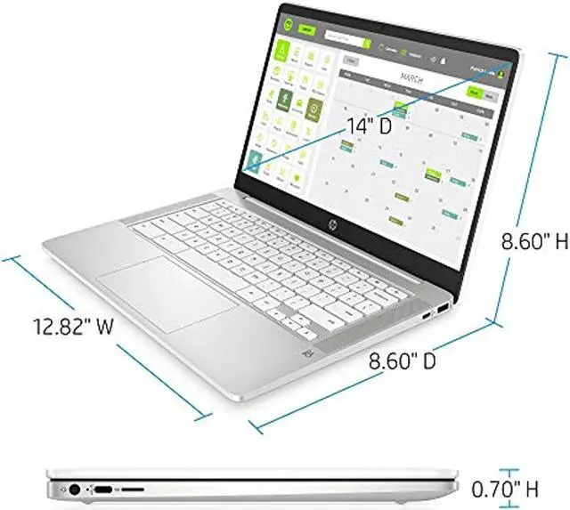 Alt view image 4 of 14 - HP Chromebook 14-Inch HD Laptop, Intel Celeron N4000, 4 GB RAM, 32 GB eMMC, Chrome (14a-na0020nr, Ceramic White)