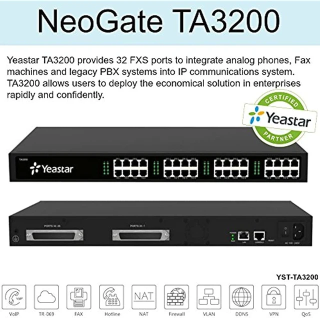 Alt view image 2 of 2 - Yeastar YST-TA3200 NeoGate TA3200 - Analog VoIP Gateway