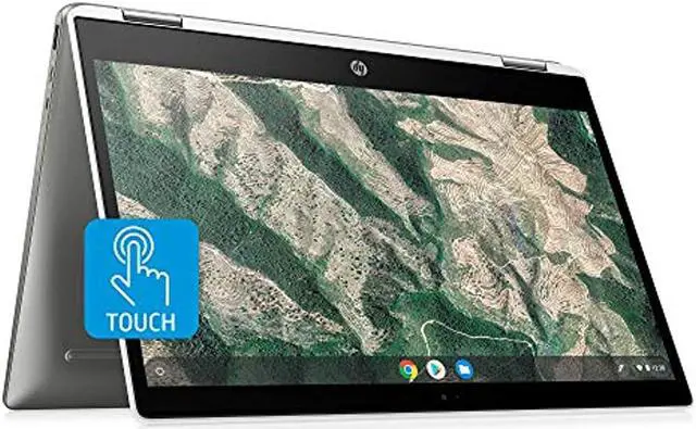 Alt view image 8 of 13 - HP Chromebook X360 14-Inch HD Touchscreen Laptop, Intel Celeron N4000, 4 GB RAM, 32 GB eMMC, Chrome (14b-ca0010nr, Ceramic White/Mineral Silver)