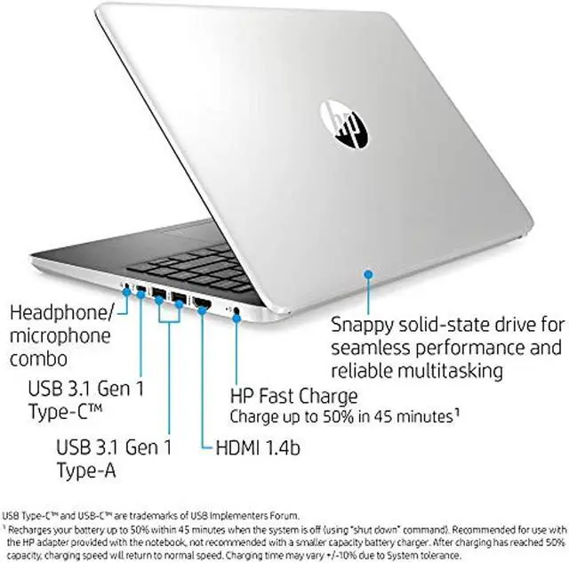 Alt view image 12 of 14 - HP 14-Inch Laptop, 10th Gen Intel Core i3-1005G1, 4 GB SDRAM, 128 GB Solid-State Drive, Windows 10 Home in S Mode (14-dq1010nr, Silver)