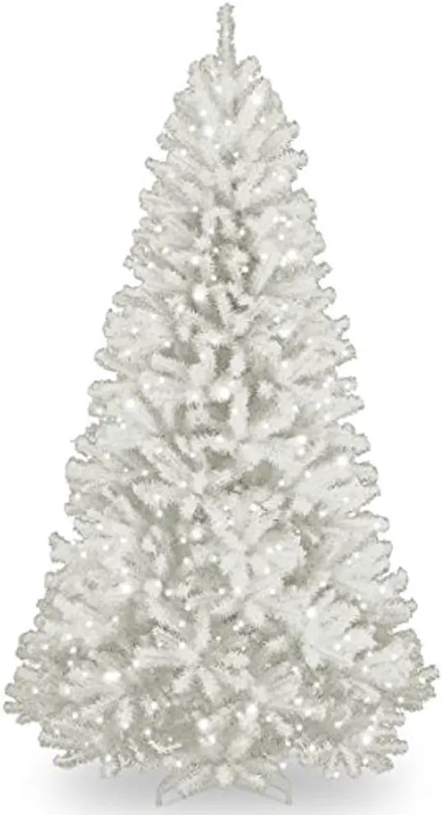 Alt view image 3 of 6 - National Tree Company NRVW730290 9 ft. Pre-Lit North Valley Spruce White Tree, -65" x 65" x 108" - White Tree, White Tree Stand