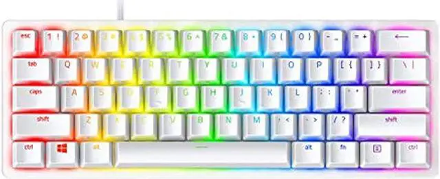 Alt view image 8 of 20 - Razer Huntsman Mini 60% Gaming Keyboard: Fastest Keyboard Switches Ever - Clicky Optical Switches - Chroma RGB Lighting - PBT Keycaps - Onboard Memory - Mercury White
