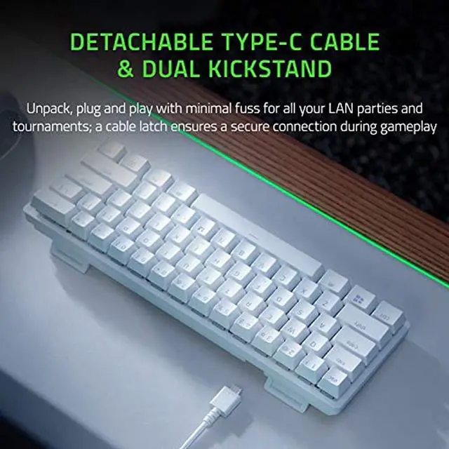 Alt view image 11 of 20 - Razer Huntsman Mini 60% Gaming Keyboard: Fastest Keyboard Switches Ever - Clicky Optical Switches - Chroma RGB Lighting - PBT Keycaps - Onboard Memory - Mercury White