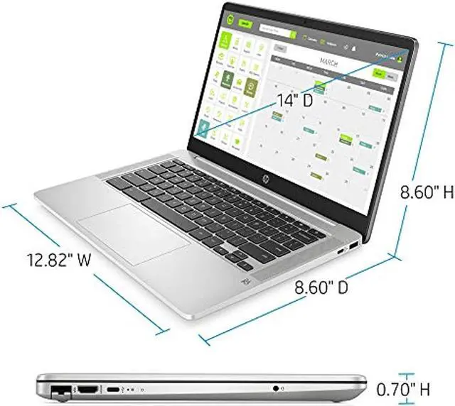 Alt view image 4 of 13 - HP Chromebook 14-inch FHD Laptop, Intel Celeron N4000, 4 GB RAM, 32 GB eMMC, Chrome (14a-na0050nr, Mineral Silver)