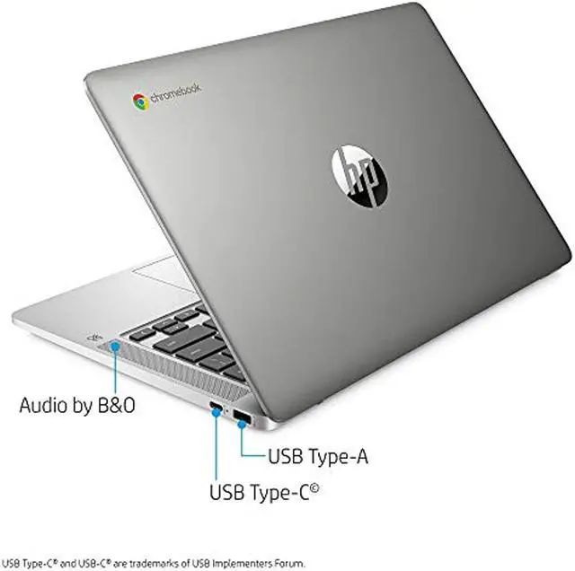Alt view image 3 of 13 - HP Chromebook 14-inch FHD Laptop, Intel Celeron N4000, 4 GB RAM, 32 GB eMMC, Chrome (14a-na0050nr, Mineral Silver)