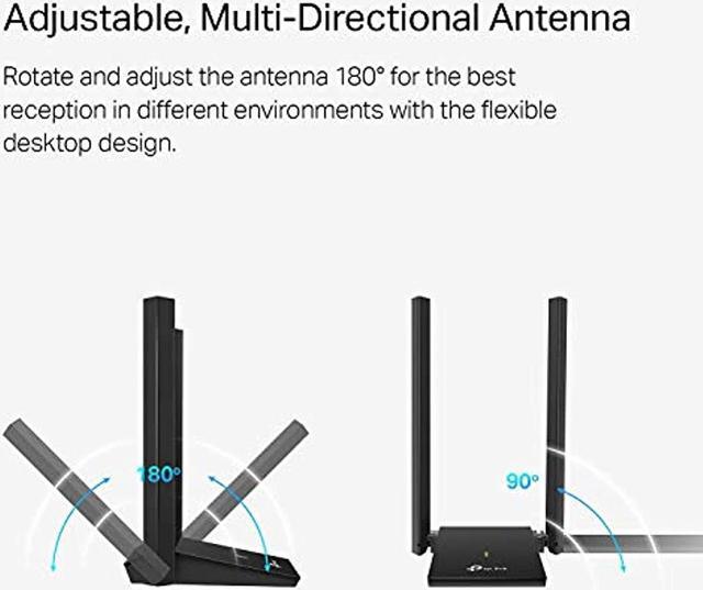 Alt view image 7 of 9 - TP-Link USB WiFi Adapter for PC (Archer T4U Plus)- AC1300Mbps Dual Band Wireless Network Adapter for Desktop with 2.4GHz / 5GHz High Gain 5dBi Antennas, Supports Windows 10/8.1/8/7, Mac OS