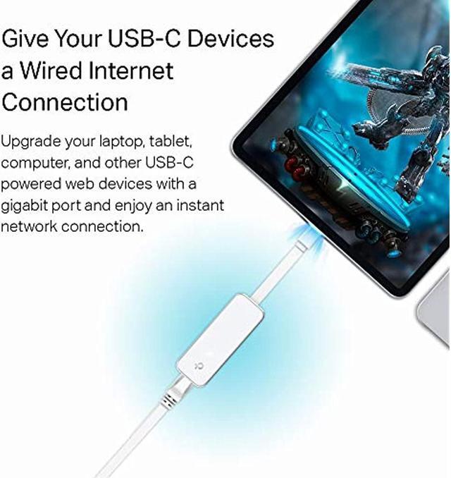 Alt view image 4 of 8 - TP-Link USB C to Ethernet Adapter(UE300C), RJ45 to USB C Type-C Gigabit Ethernet LAN Network Adapter, Compatible with MacBook Pro 2017-2020, MacBook Air, Surface, Dell XPS and More, White