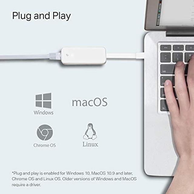 Alt view image 5 of 8 - TP-Link USB C to Ethernet Adapter(UE300C), RJ45 to USB C Type-C Gigabit Ethernet LAN Network Adapter, Compatible with MacBook Pro 2017-2020, MacBook Air, Surface, Dell XPS and More, White