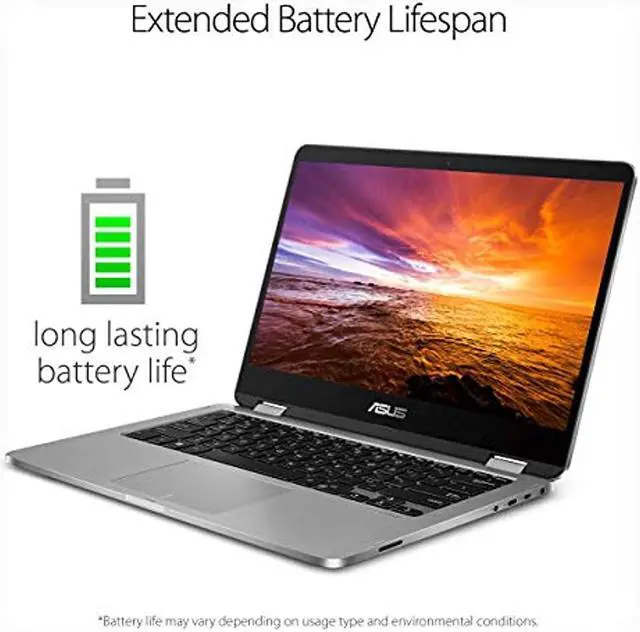 Alt view image 6 of 16 - ASUS VivoBook Flip 14 Thin and Light 2-in-1 Laptop, 14” HD Touchscreen, Intel Celeron N4020 Processor, 4GB DDR4, 64GB Storage, Windows 10 Home in S Mode, Light Grey, TPM, Fingerprint, J401MA-DB02