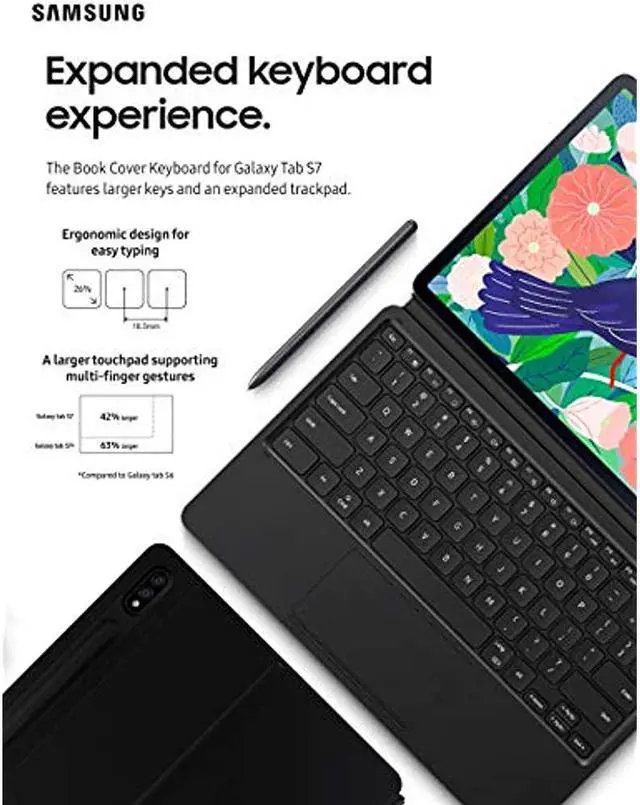 Alt view image 3 of 20 - Samsung Galaxy Tab S7 Book Cover KeyboardEF-DT870UBEGUJ Black