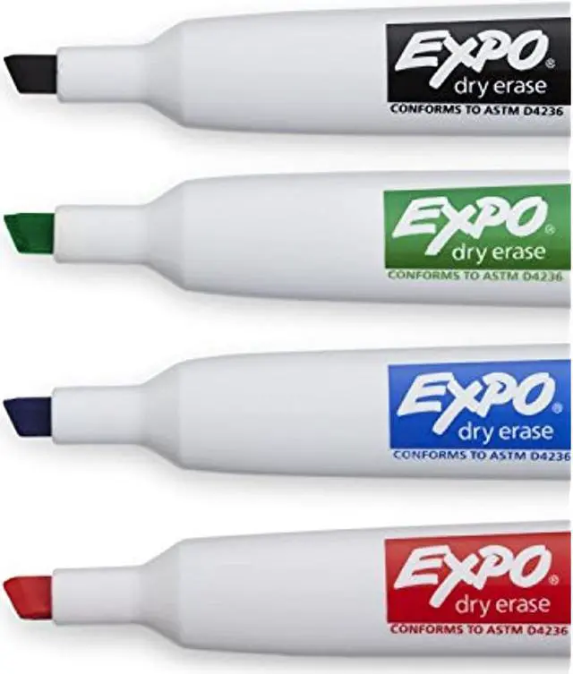 Alt view image 8 of 12 - EXPO 1944728 Magnetic Dry Erase Marker, Chisel Tip, Assorted, 4/Pack